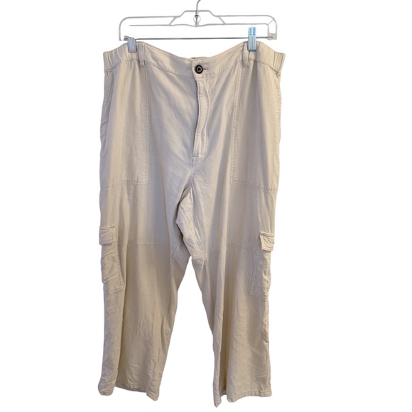Anthropologie Pilcro Linen Blend Cargo Pant Relaxed Fit Cream Size XLP Petite - Picture 3 of 17